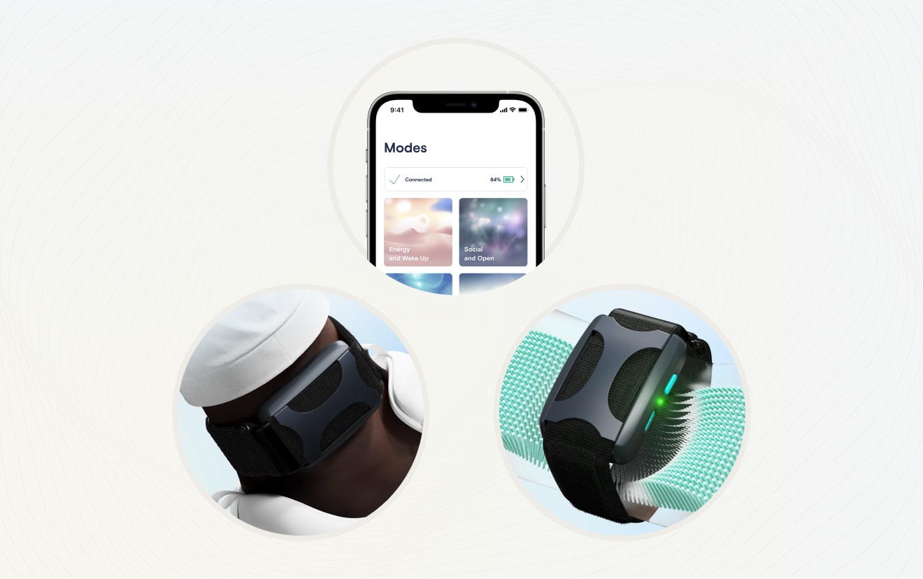 Three small thumbnails demoing the Apollo Neuro wearable experience