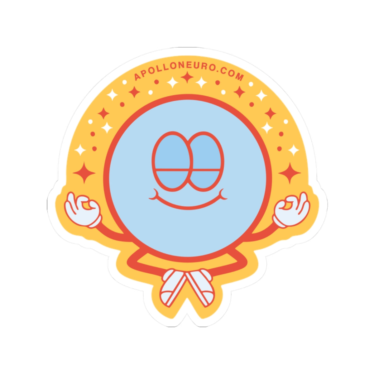 Apollo Guru Meditating Smiley Kiss-Cut Sticker