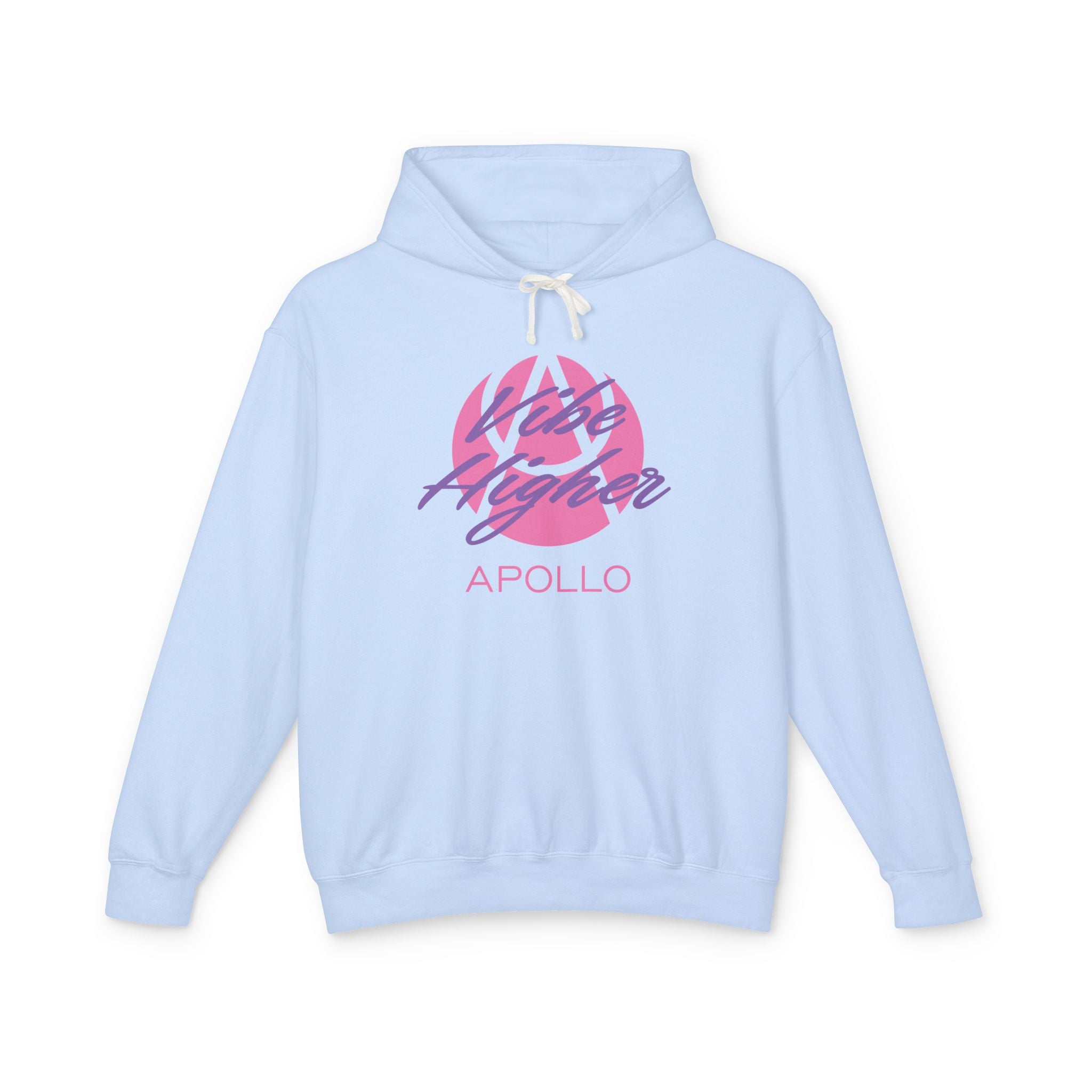 Apollo Vibe Hoodie – Retro Pink Script Lightweight Hooded Sweatshirt