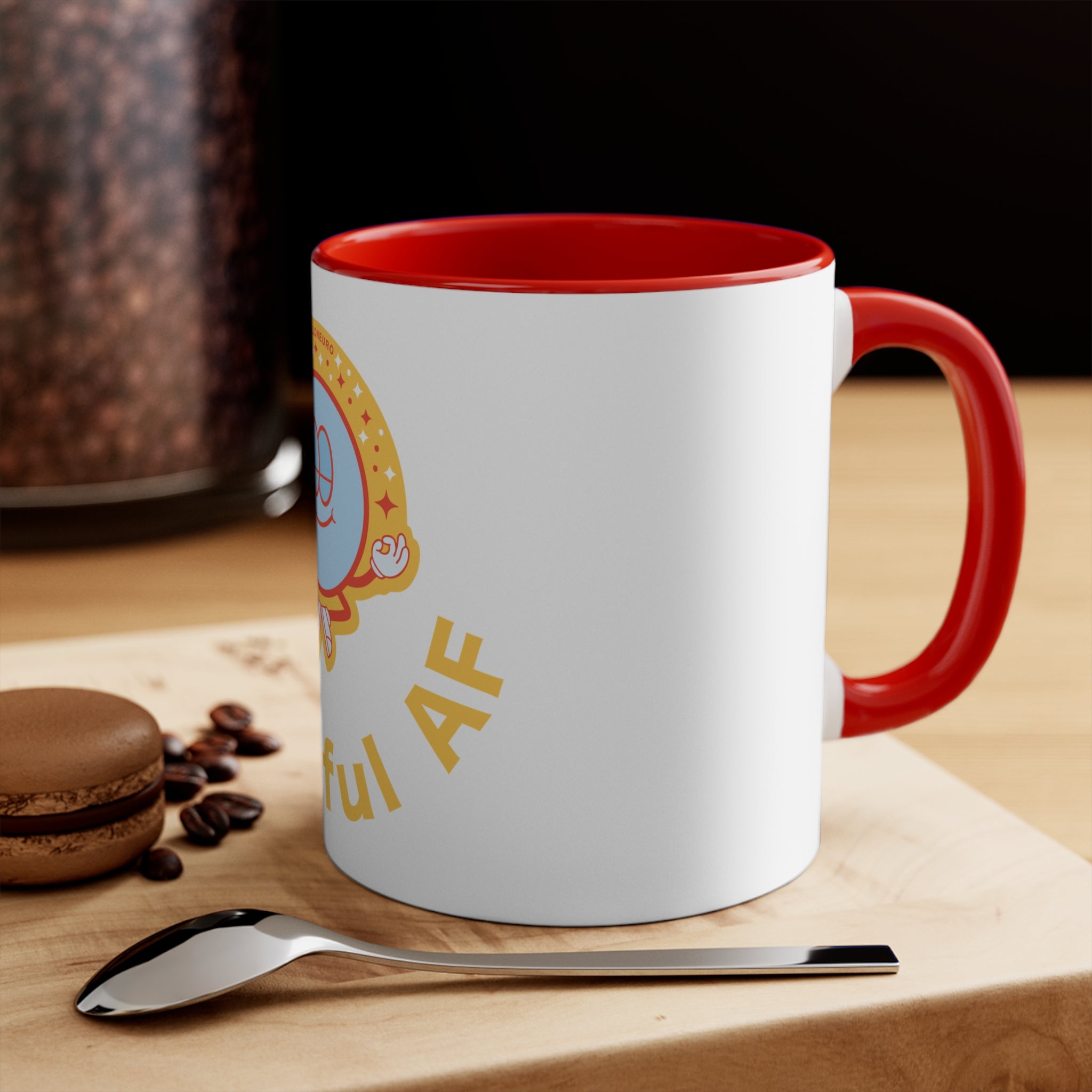 Grateful AF - Coffee Mug (Red Handle & Interior)