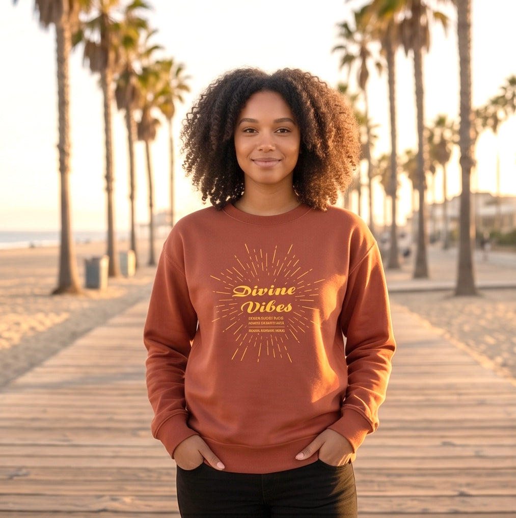Divine Vibes Sweatshirt — Vintage Sunburst Graphic Crewneck