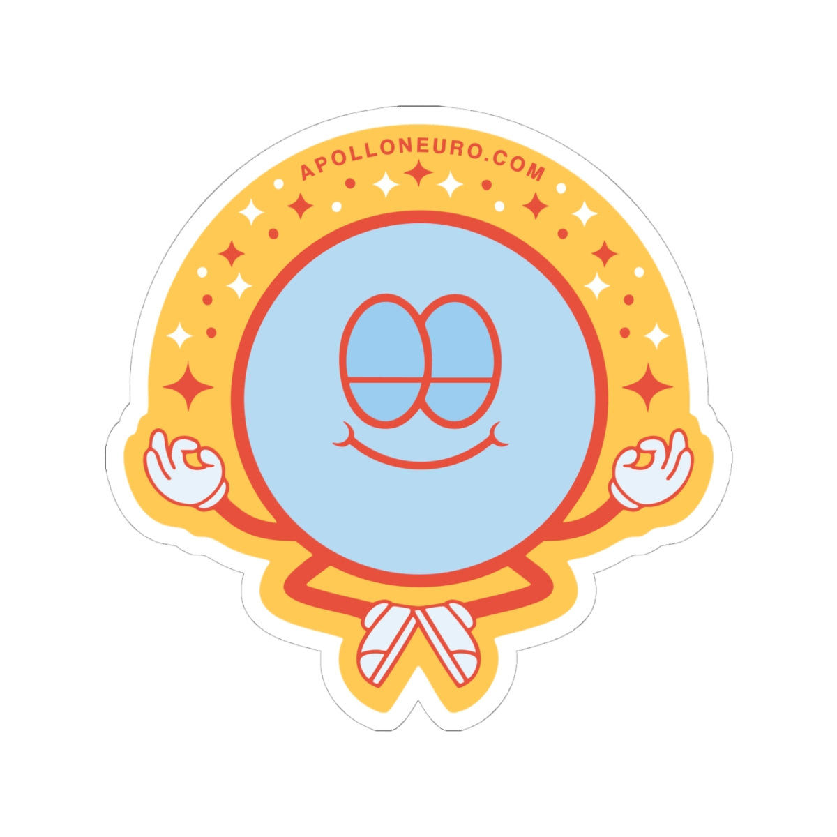 Apollo Guru Meditating Smiley Kiss-Cut Sticker