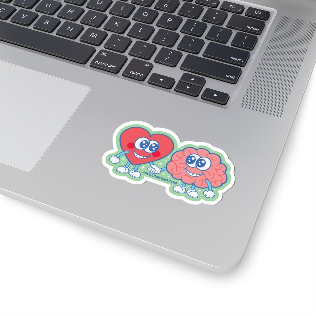 Heart & Brain Friends Sticker — Cute Retro Kiss-Cut Decal