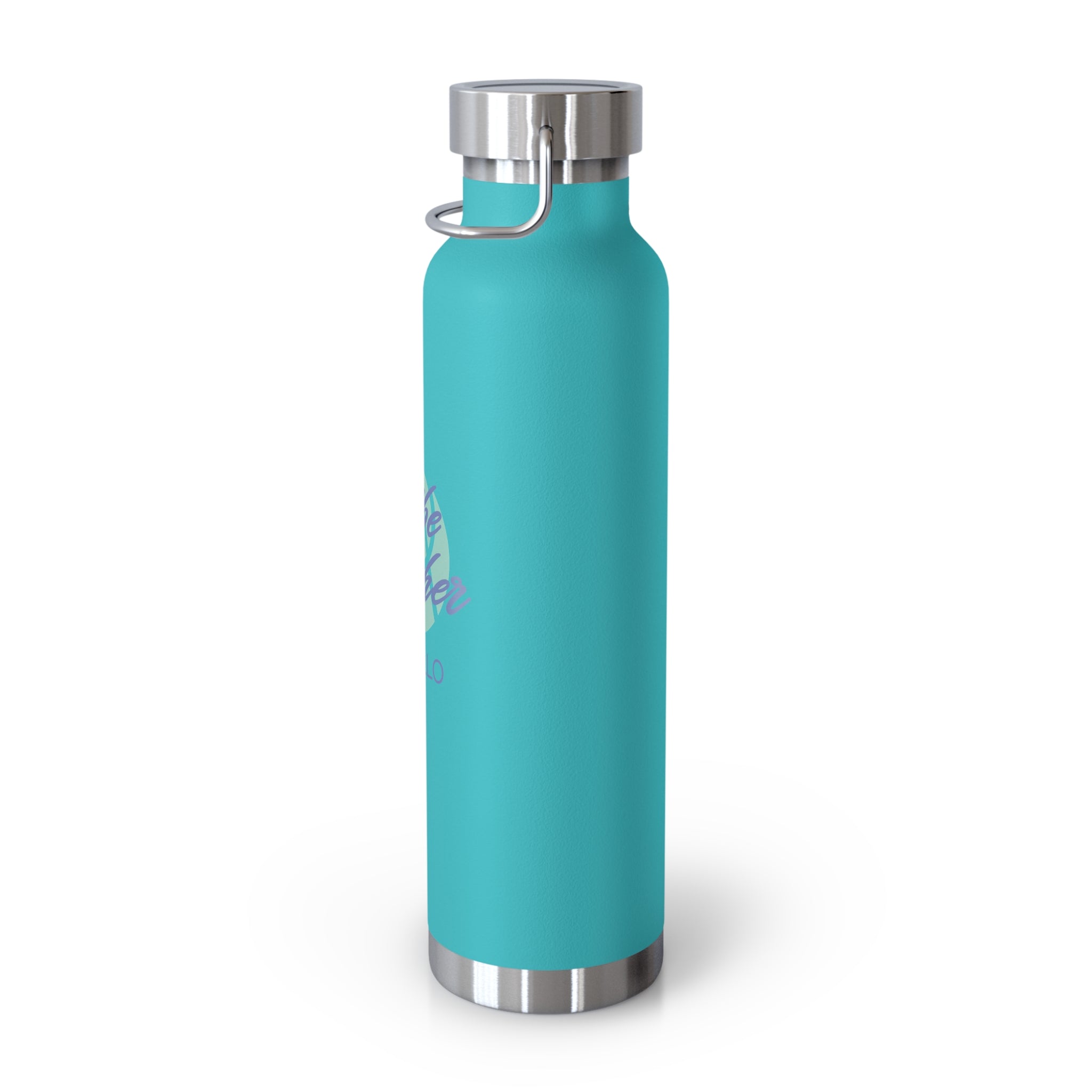 22oz Copper Vacuum Insulated Bottle — Cheerful Mint Green Mascot Design