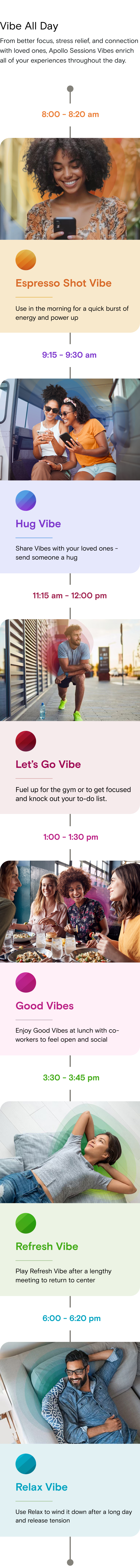 Multicolored product display with people and text on a white background