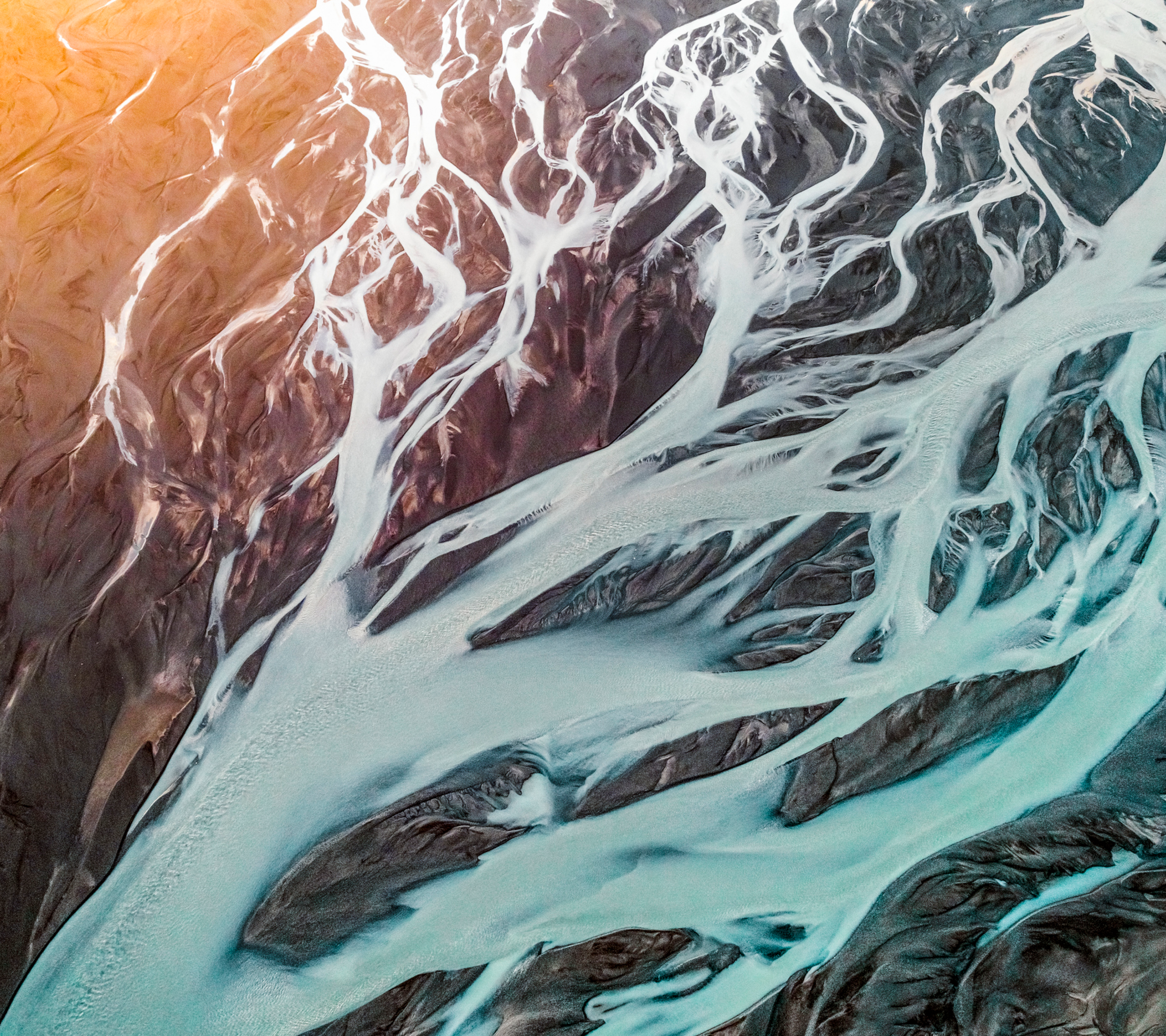 birds' eye view of river tributaries
