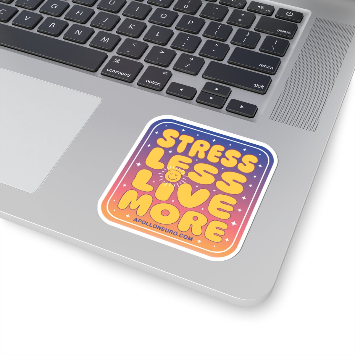 Copy of Stress Less Love More Sticker – Retro Sunset Inspirational Kiss-Cut Decal