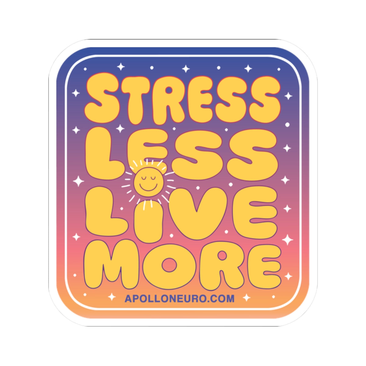 Stress Less Love More Sticker – Retro Sunset Inspirational Kiss-Cut Decal