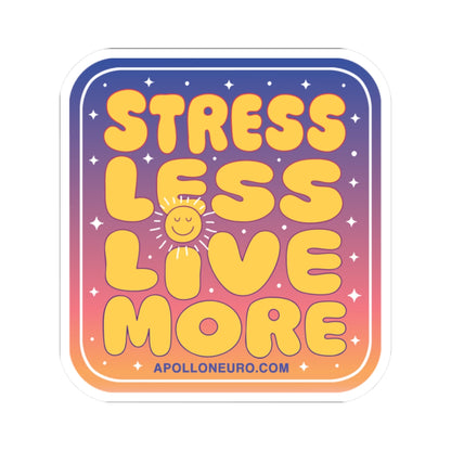 Stress Less Love More Sticker – Retro Sunset Inspirational Kiss-Cut Decal