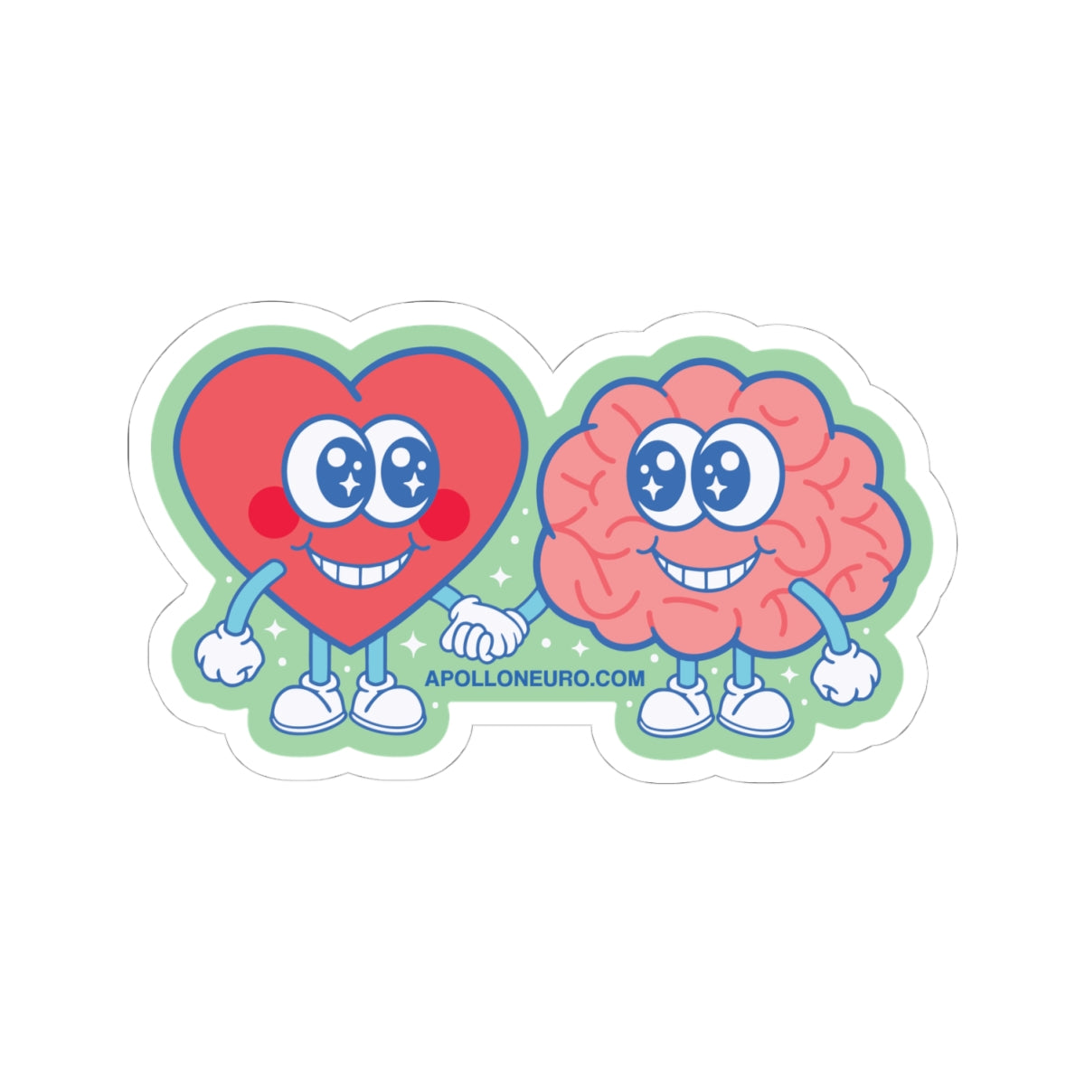 Copy of Heart &amp; Brain Friends Sticker — Cute Retro Kiss-Cut Decal