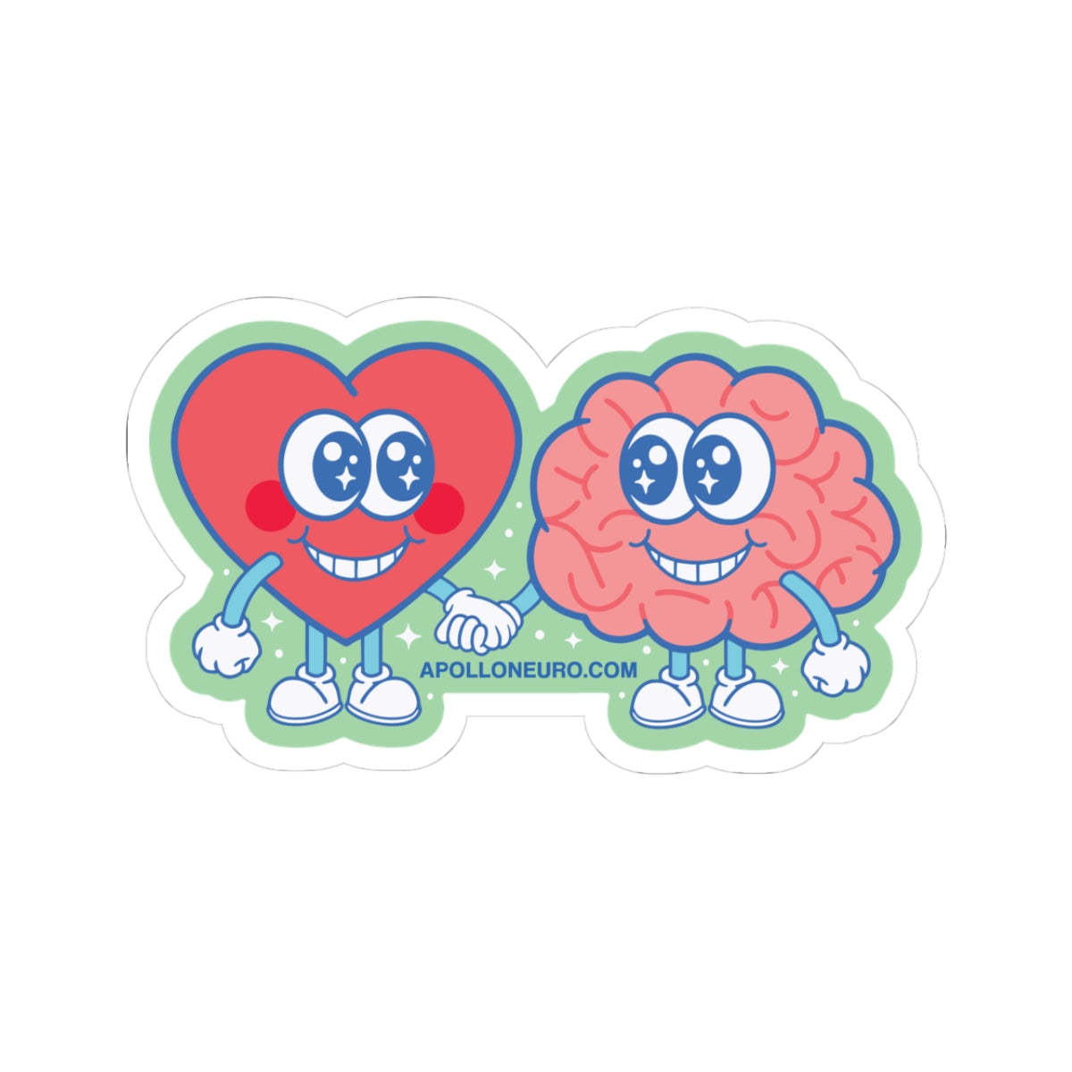 Heart & Brain Friends Kiss Cut Sticker