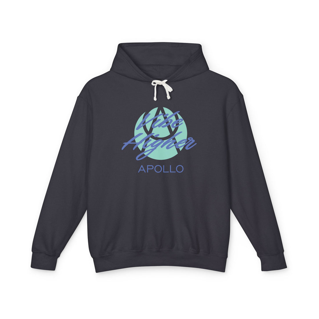 Apollo Vibe Hoodie – Retro Blue Script Lightweight Hooded Sweatshirt