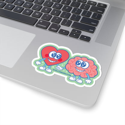 Copy of Heart &amp; Brain Friends Sticker — Cute Retro Kiss-Cut Decal