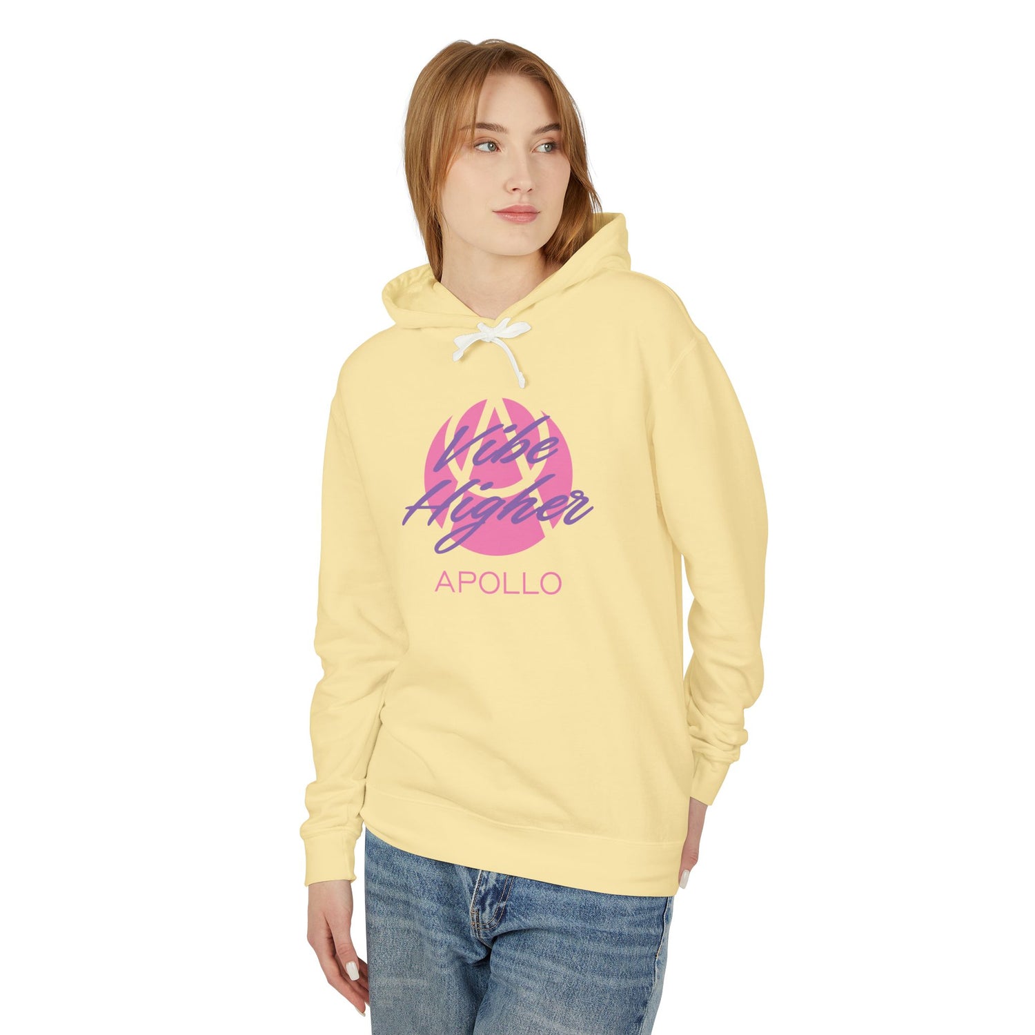 Copy of Apollo Vibe Hoodie – Retro Pink Script Lightweight Hooded Sweatshirt