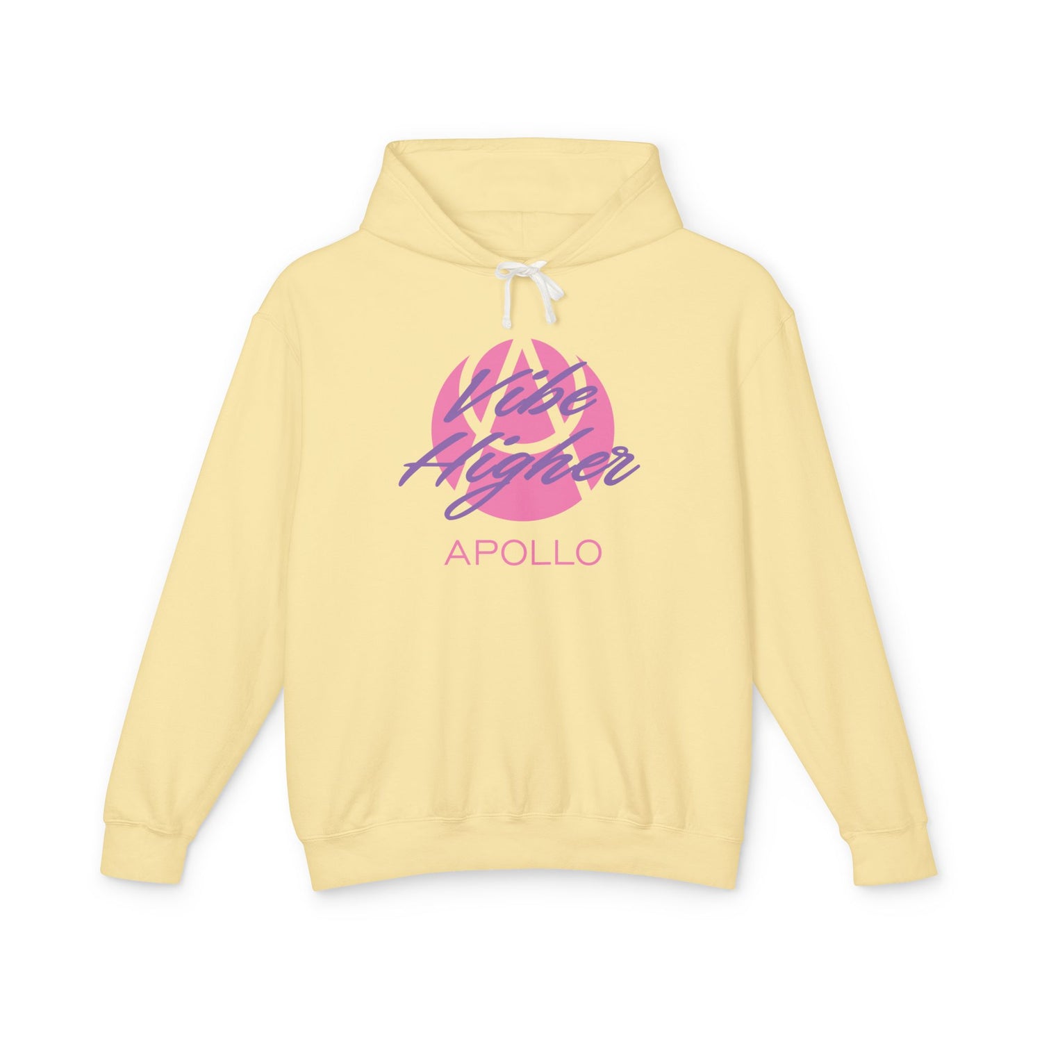 Apollo Vibe Hoodie – Retro Pink Script Lightweight Hooded Sweatshirt
