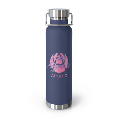 22oz Copper Vacuum Insulated Bottle — Cheerful Mint Green Mascot Design