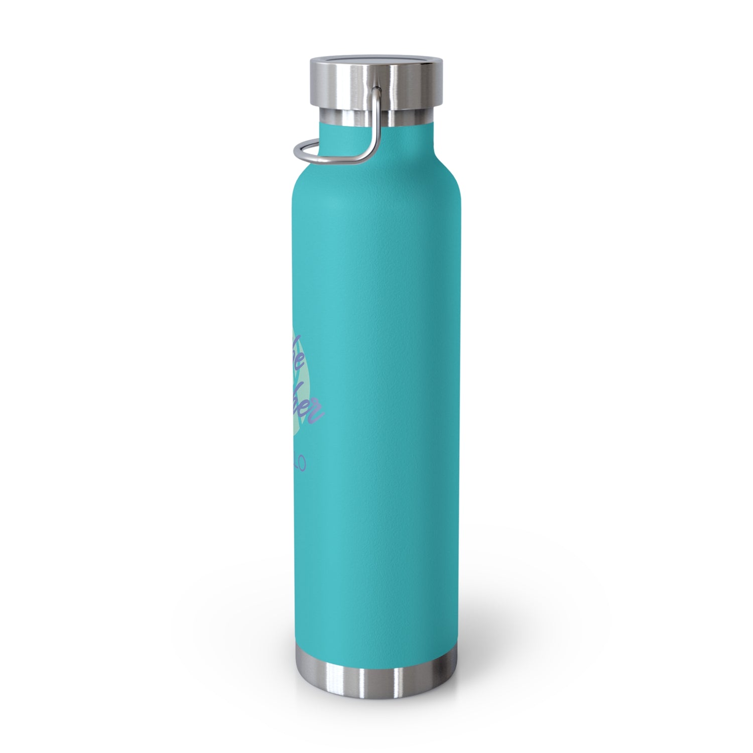 22oz Copper Vacuum Insulated Bottle — Cheerful Mint Green Mascot Design