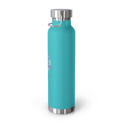 22oz Copper Vacuum Insulated Bottle — Cheerful Mint Green Mascot Design