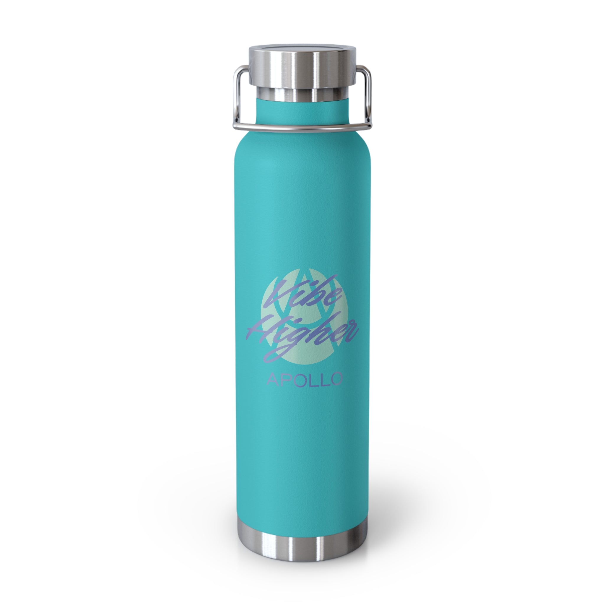 22oz Copper Vacuum Insulated Bottle — Cheerful Mint Green Mascot Design