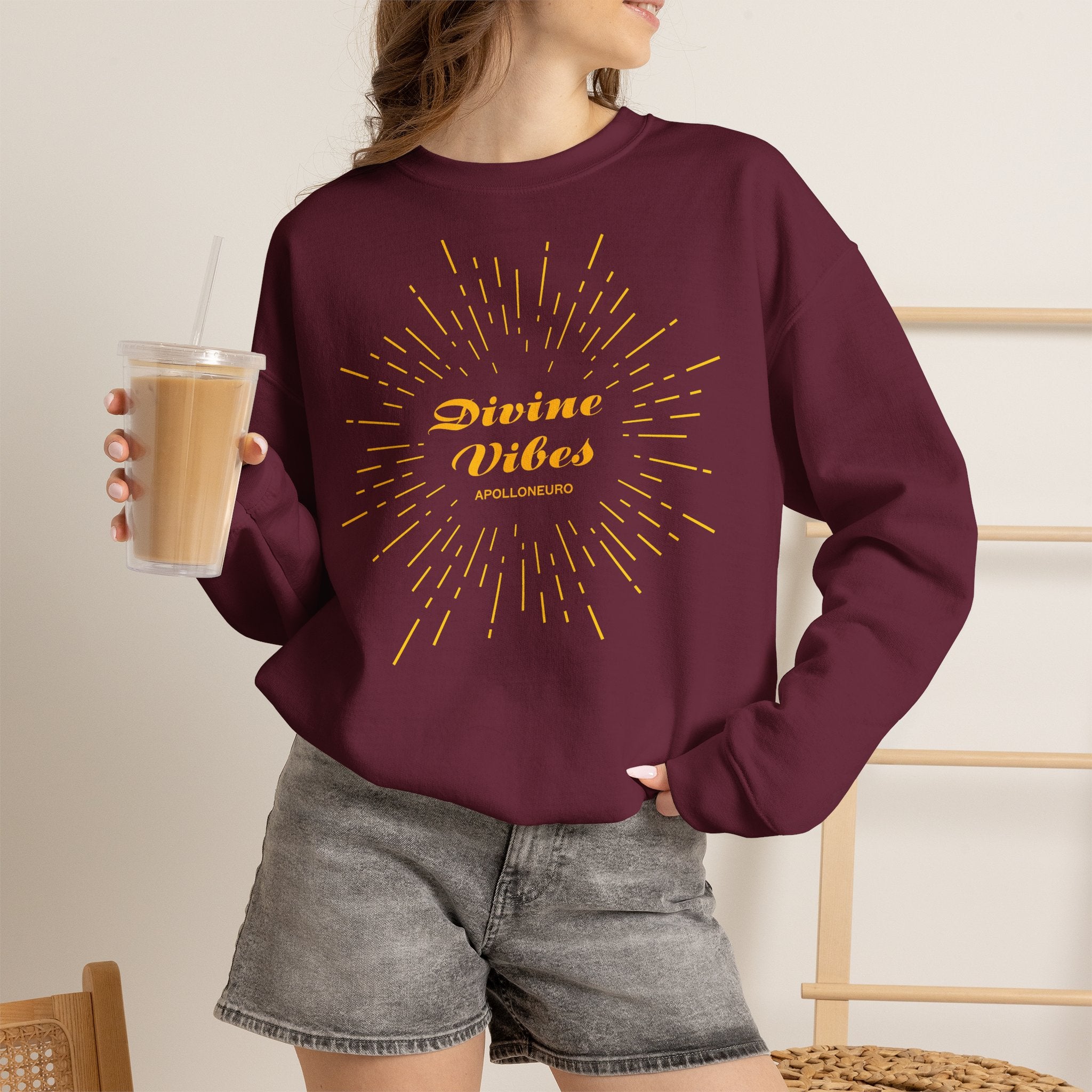 Copy of Divine Vibes Crewneck Sweatshirt — Radiant Spiritual Graphic