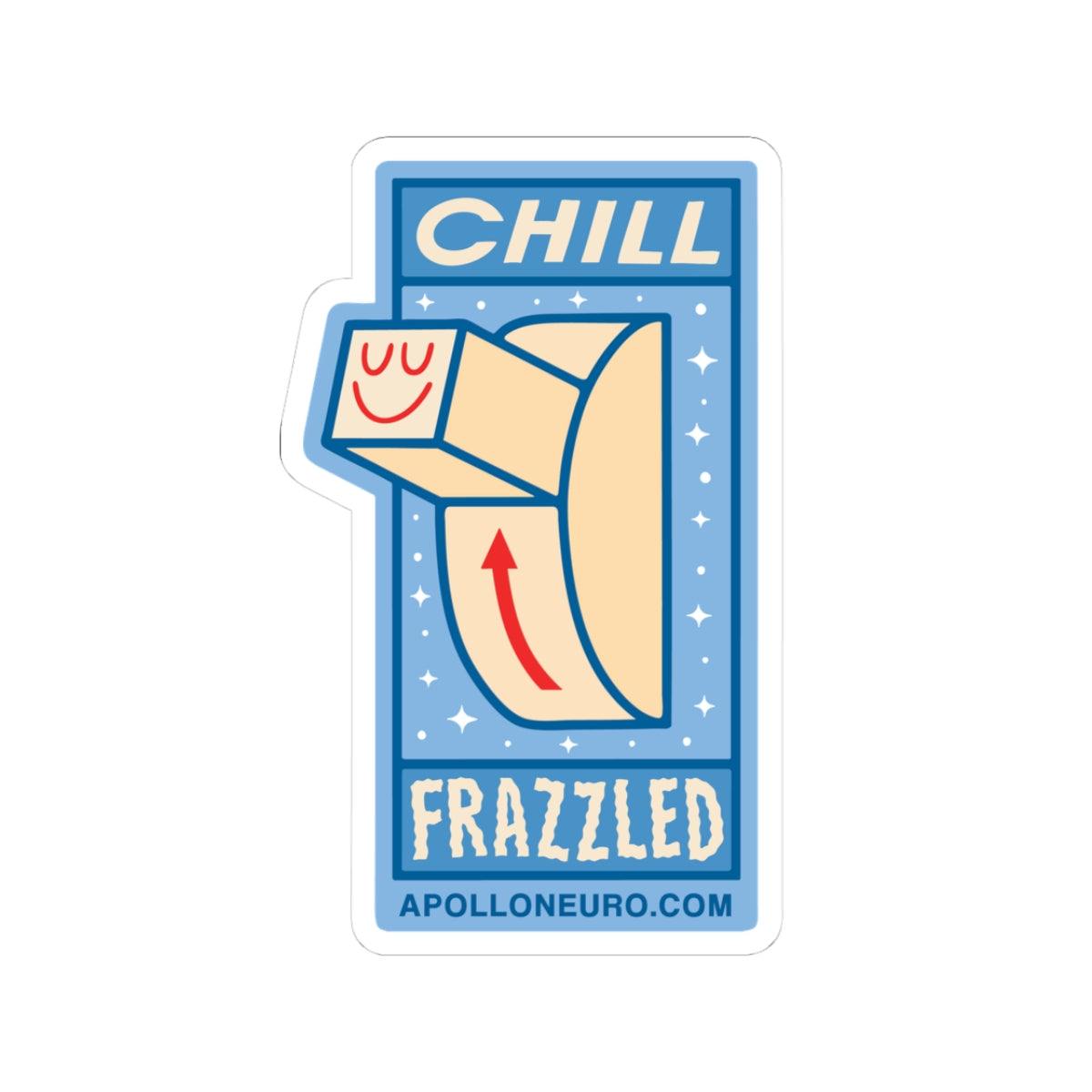 Chill Frazzled Sticker — Retro Calm Wave Kiss-Cut Vinyl