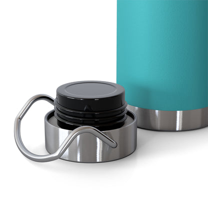 22oz Copper Vacuum Insulated Bottle — Cheerful Mint Green Mascot Design