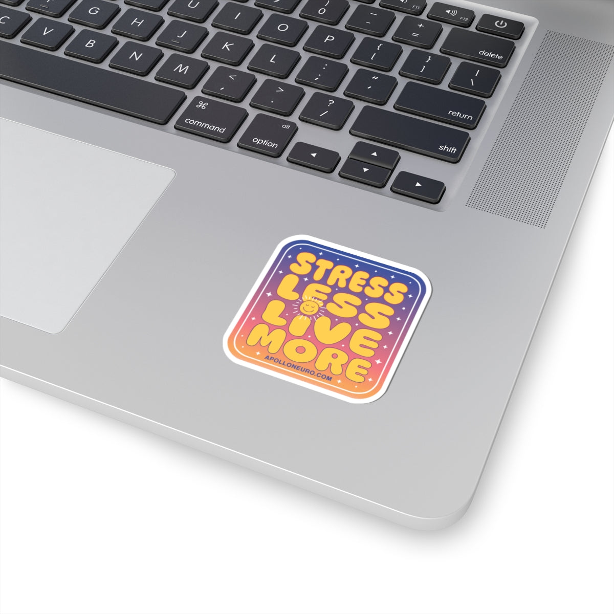 Stress Less Love More Sticker – Retro Sunset Inspirational Kiss-Cut Decal
