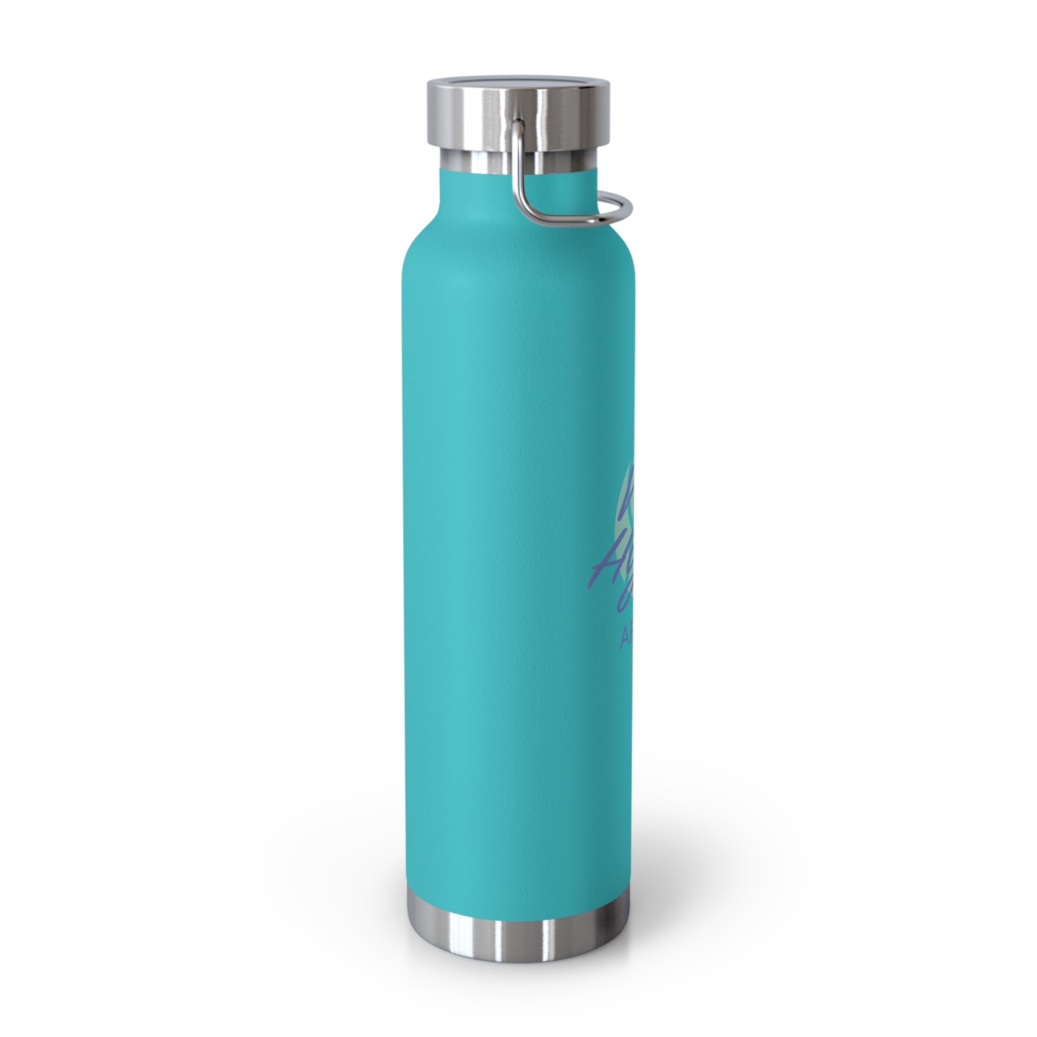22oz Copper Vacuum Insulated Bottle — Cheerful Mint Green Mascot Design