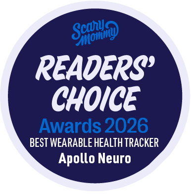 Badge for Scary Mommy Readers' Choice Awards 2026 for Best Wearable Health Tracker, featuring Apollo Neuro.
