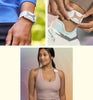 Collage of images showing wearing Apollo on the wrist, ankle, and collarbone